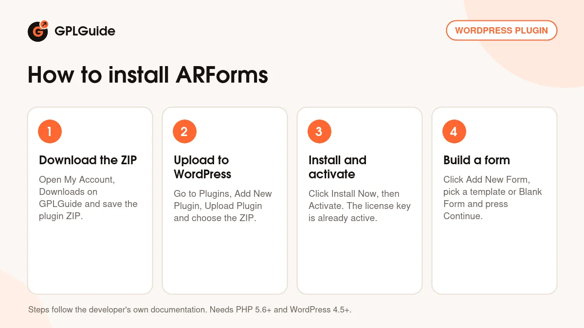 How to install ARForms on WordPress in four steps