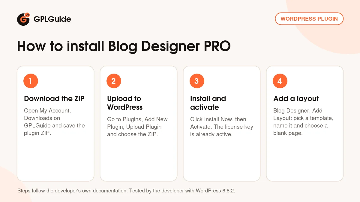 How to install Blog Designer PRO on WordPress in four steps