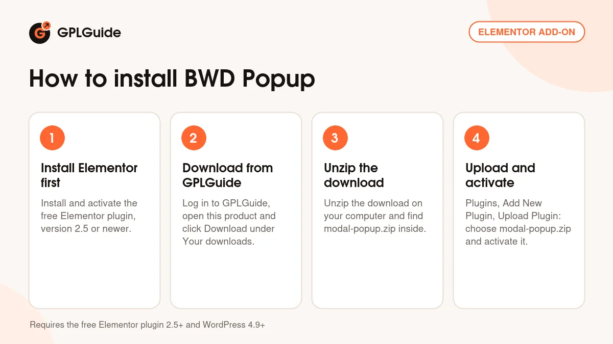 How to install BWD Popup on WordPress in four steps