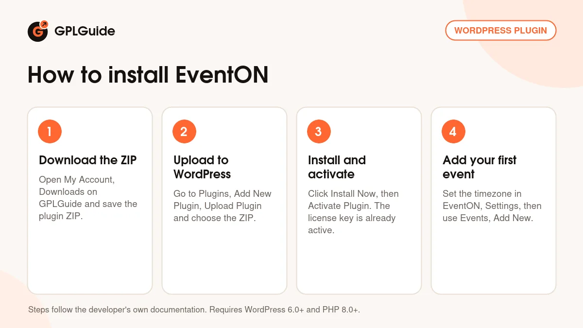 How to install EventON on WordPress in four steps