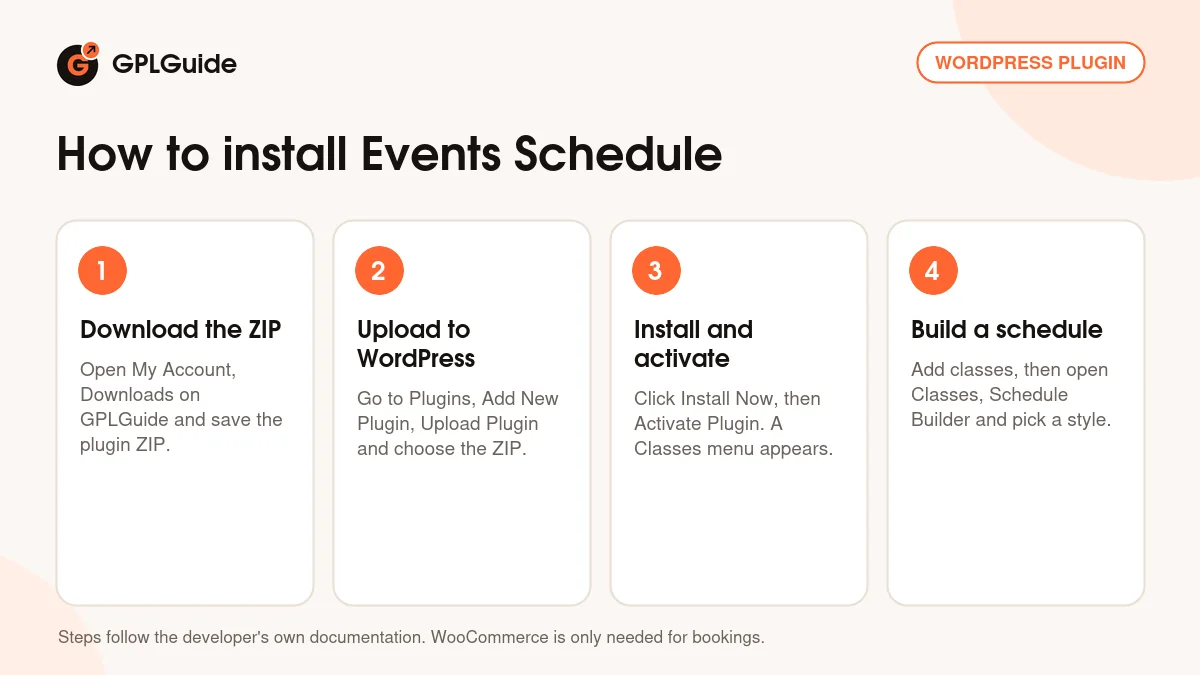 How to install Events Schedule on WordPress in four steps