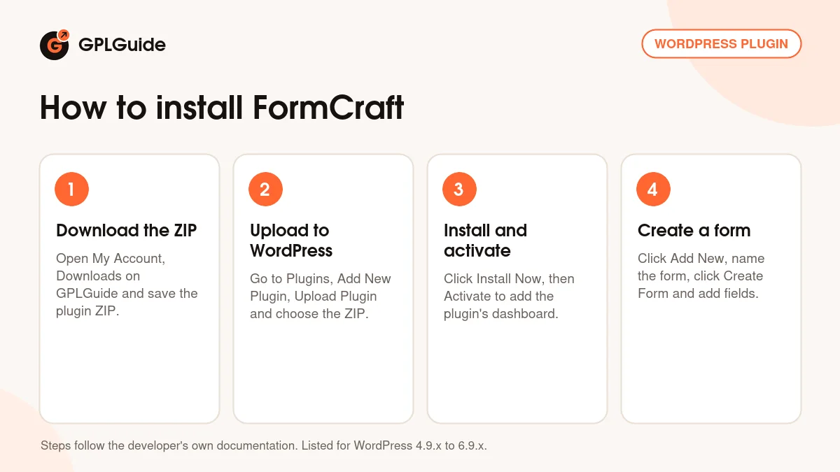 How to install FormCraft on WordPress in four steps