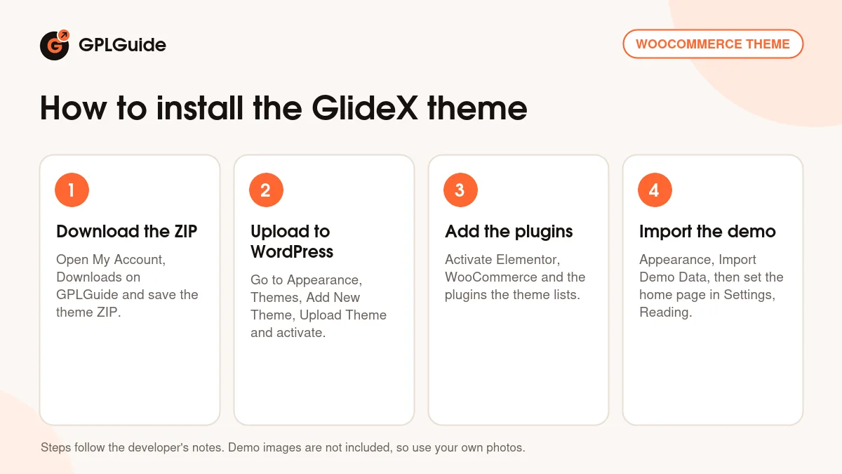 How to install the GlideX theme on WordPress in four steps